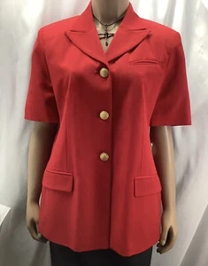 Hawksley and Wright Blazer Womens 8 Wool Red Short Sleeve Jacket MFC231018/BB2 - Picture 1 of 13