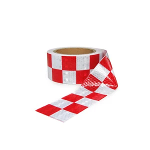 Signalband Markierungsband Absperrband selbstklebend reflektierend kariert 10m - Bild 1 von 6