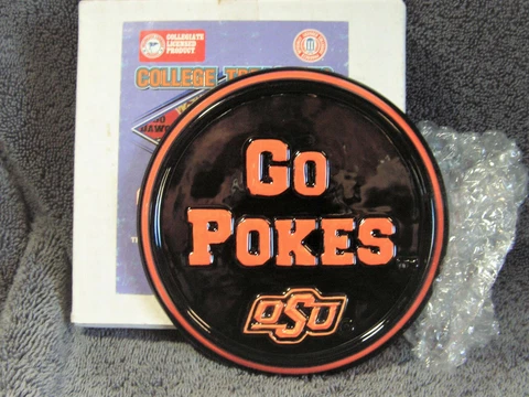 Oklahoma State University; "Go Pokes"; 5.25"; Ceramic Plaque; Set of 2; New Cover