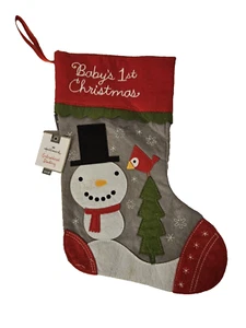 Hallmark Baby's First Christmas Felt Embroidered Stocking Snowman Cardinal NWT - Picture 1 of 4
