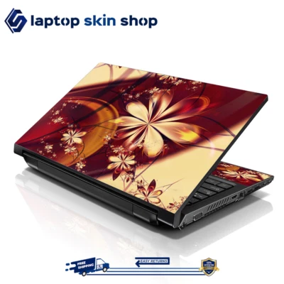 Laptop Skin Sticker Decal Cover for Notebook Apple Asus Brown Floral 13-16 inch - Image 1 of 4