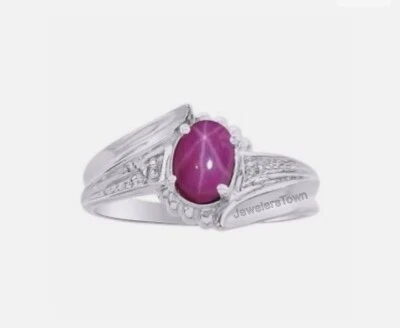 Pink Star Sapphire Ring in 925 Sterling Silver Ring Genuine Lindy Pink Star Ring - Image 1 of 4
