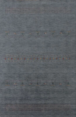 Alfombra india azul hecha a mano alfombra de lana Gabbeh 7x10 pies Foto 1 de 4