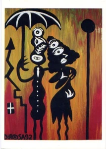 Herve Di Rosa "Amanti sotto la pioggia" 1985•Kitsch Fantasy•CARTOLINA - Foto 1 di 1