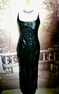 Prom Dress 14 Black Sequin Designer Long Ballgown Stretch Evening Stunning Deco? - Picture 1 of 5