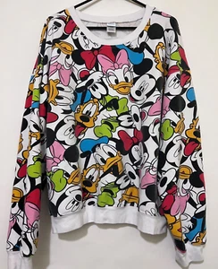 Mickey and Friends Mens 3XL XXXL AOP White Sweatshirt Goofy Minnie Mouse Donald - Picture 1 of 8