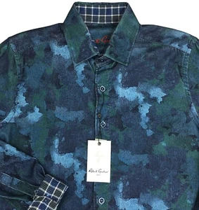 Herren Robert Graham blau grün abstrakt Hemd S Small klassische Passform strukturiert NEU - Bild 1 von 5
