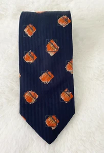 VTG HUBERT Milano Silk TIE 3 5/8" Navy Abstract Geometric Classic Italy - Picture 1 of 4