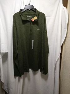 Camisa deportiva Reebok para hombre talla L, verde jaspeado/negro, cremallera frontal 1/4 nueva con etiquetas - Imagen 1 de 9