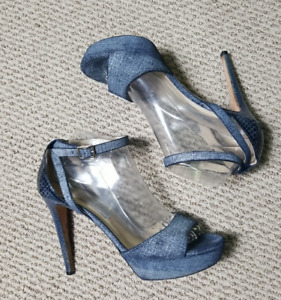JIMMY CHOO LONDON| Blue Snake/Leather/Fabric| Platform Women's Size 40.5 | Italy