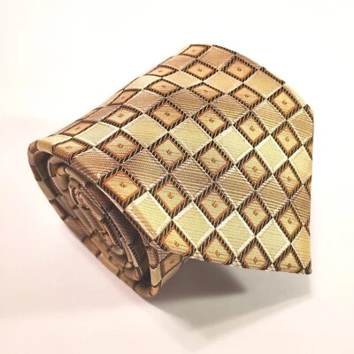Roberto Villini Collezione Necktie Gold Geometric Silk Neck Tie Jacquard Foto 1 de 4