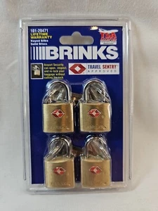 NEW Brink's 4-PACK SOLID BRASS PADLOCK 22mm TSA TRAVEL LUGGAGE Weather-Resistant - Picture 1 of 4