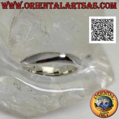 Anello in Argento 925‰ liscio a fascia quadrata con madreperla a navetta stretta - Immagine 1 di 4