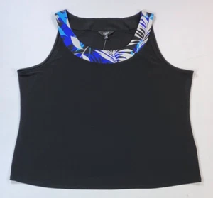 Women's Slim Factor by Investments 3X Plus Size Dressy Black Tank Top - Picture 1 of 3