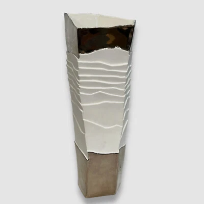 Jarrón de platino de mesa de porcelana erosum platino blanco platino cerámica $896 Fos 14" Foto 1 de 4