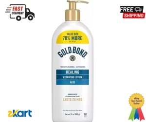 Gold Bond heilende feuchtigkeitsspendende Lotion mit Aloe spendet Feuchtigkeit, heilt & glättet 24 Unzen - Bild 1 von 5