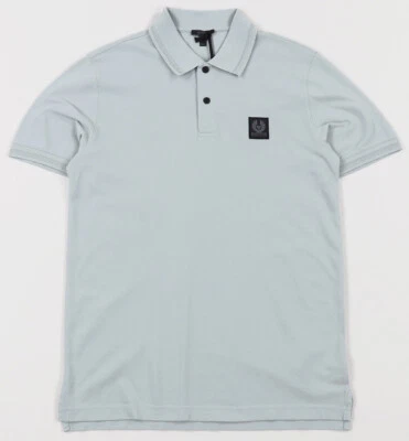 Novo com etiquetas! POLO MÉDIO MASCULINO BELSTAFF STANNETT PEITO PATCH ICEBERG MELANGE CINZA - Imagem 1 de 3