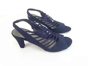 Impo Elasticizzato Donna Blu Navy Elasticizzato Slingback Tacchi Taglia 7 M - Foto 1 di 5