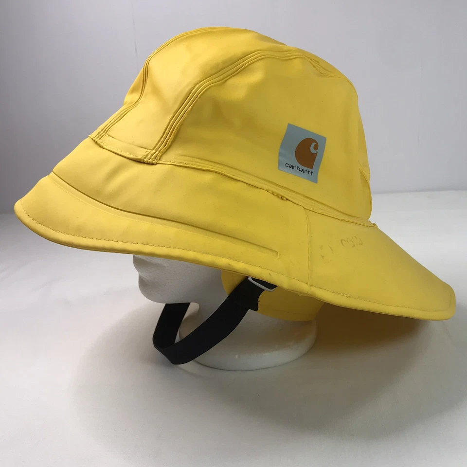 *RARE* Carhartt Yellow Rain Fishing Hat PVC Waterproof Lined Bucket DISCONTINUED - Image 1 of 4