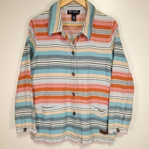 Vintage Denim & Co. Women's 1XL Striped Sarape Blanket Jacket 100% Cotton - Picture 1 of 8