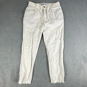 MNG by Mango Pants Mens 30x30 White Linen Khaki Straight Drawstring Trouser - Picture 1 of 10