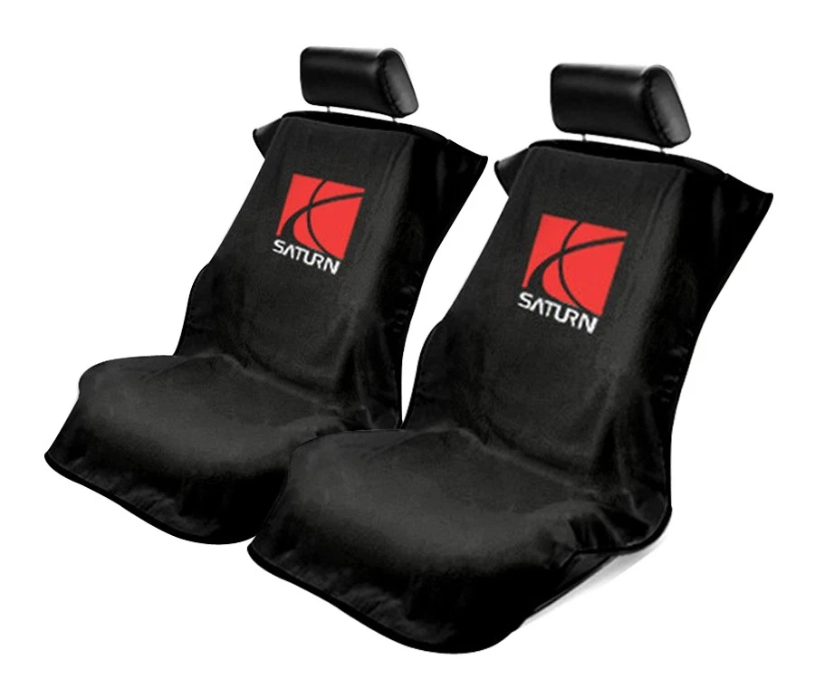 Fundas de asiento de auto delanteras Seat Armour de 2 piezas para Saturn - tela de felpa negra Foto 1 de 1
