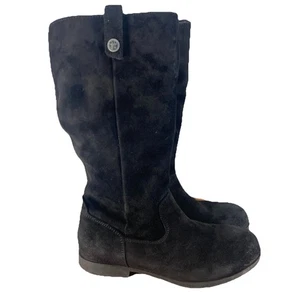 Birkenstock Sarnia Black Suede Boots Women’s 7 EU 38 Pull On Mid Calf Flat - Picture 1 of 17