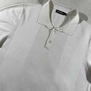 J Lindeberg Knitted Sweater Polo Shirt XL White Golf Preppy Tennis Wimbledon - Picture 1 of 9