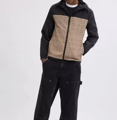 Coach Mens Signature Full Zip Windbreaker In Recycled Polyester Size Large - Image 1 of 4