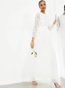 ASOS Edition Floral Embroidered Cropped Tulle Skirt Wedding Dress NWT - Picture 1 of 8