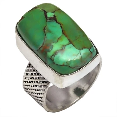 Joyería de plata hecha a mano con piedras preciosas turquesa cobre verde "7,5" Foto 1 de 4