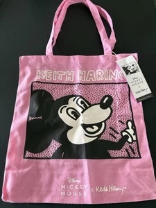 Disney Mickey Mouse X Keith Haring Cartoonist Primark Pink Tote Bag - New W/tags - Picture 1 of 2