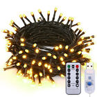 Remote Green Wire LED Fairy String Lights Outdoor Garden Christmas Tree Lights