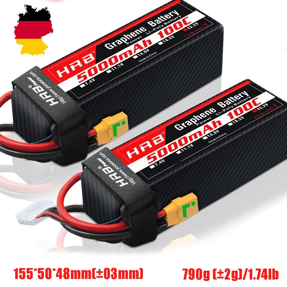 2pcs HRB 22 2V 5000mAh 6S Lipo Akku Batterie XT90 für RC Hubschrauber Flugzeug