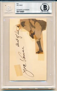 Joe Vance 1938 New York Yankees Signed 3x5 Cut Chicago White Sox D. 1978 Beckett - Picture 1 of 1