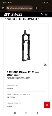 Forcella DTSwiss F 232 One 29 Boost - Immagine 1 di 4