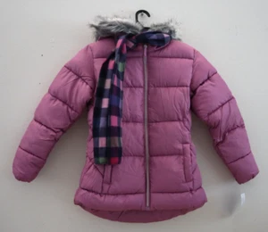 S Rothschild & Co Girl's Sz XL (16) Rose Purple Quilted Puffer Coat w/Scarf $85 - Picture 1 of 11