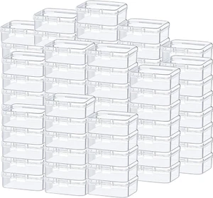 100 Pcs Clear Plastic Beads Storage Containers Box Small Clear Boxes with Hinged - Picture 1 of 12