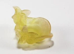 DAUM MINI ORCHIDEE COUPELLE PATE DE VERRE YELLOW CRYSTAL ORCHID FLOWER DISH BOWL - Picture 1 of 4