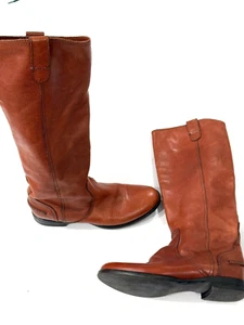 Madewell 1937 Sydney Leather Riding Boot Size 7 Brown Italy Pull On Women's - Picture 1 of 10