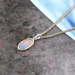 Collana opale, ciondolo opale etiope, collana opale grezzo sterling, ottobre J-250 - Foto 1 di 4