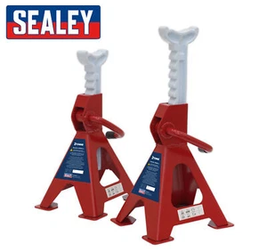 Sealey Axle Stands Pair 2 Tonne Capacity Each Ratchet Type Steel Base Cast Head - Picture 1 of 3