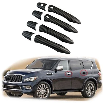 Carbon Car Door Handle Covers Trim For Infiniti QX60 QX70 QX80 2008 - 2020 - image 1 of 4