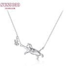 New 925 Sterling Silver Handmade Women Cat And Butterfly Necklace