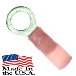 8 AWG 3M HEAT SHRINK RING TERMINALS 3/8" STUD SIZE ELECTRICAL Qty-10 - Picture 1 of 1