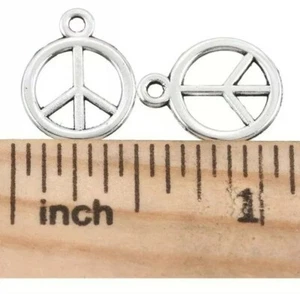 10 piezas Letreros de Paz Dijes de Plata 15mm x 12mm Nuevo Hágalo usted mismo Colgante  - Imagen 1 de 2