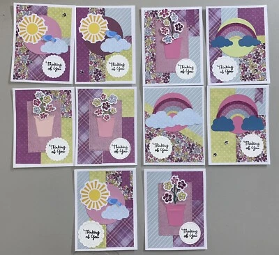 Lot of 10 Adorable Floral Flowers Rainbow THINKING OF YOU Handmade Cards TOY#1 - Image 1 of 4
