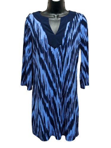 Abito Michael Kors lungo manica a campana blu navy astratto taglia XS scollo spacco