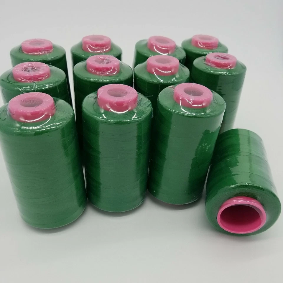 12 Big Spools Kelly GREEN Serger Sewing Machine Thread 6000 YARDS / Cone T27 S/2 - Image 1 of 4
