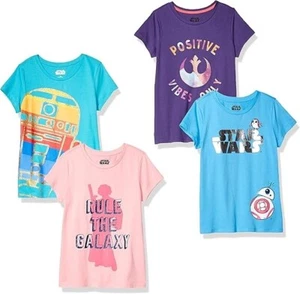 STAR WARS! SET OF 4 NEW T SHIRTS GIRLS  YOUTH XL 12 COTTON SPOTTED ZEBRA BRAND - Picture 1 of 1
